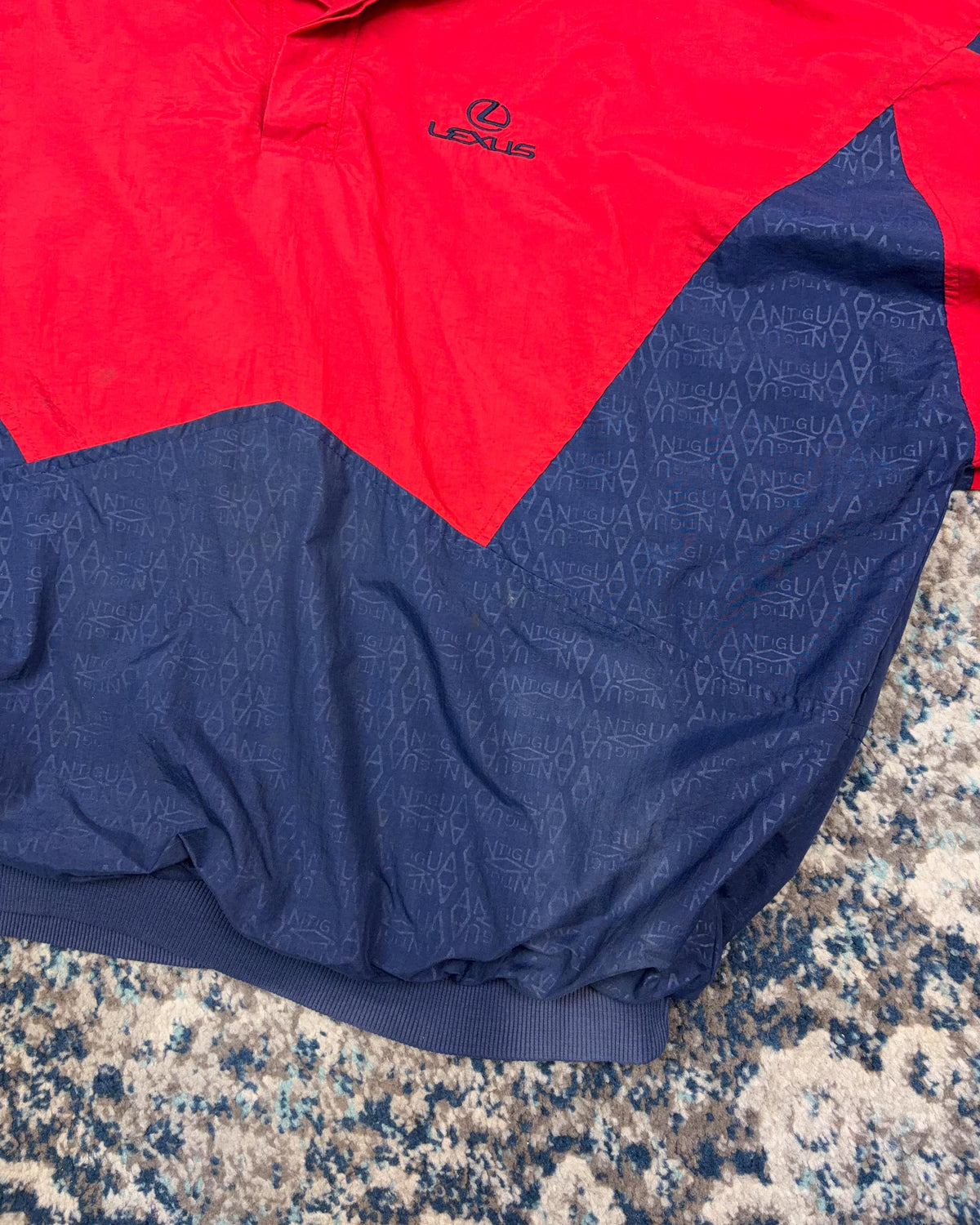Vintage 90s Antigua All Over Print Lexus Embroidered Windbreaker Jacket Size XL