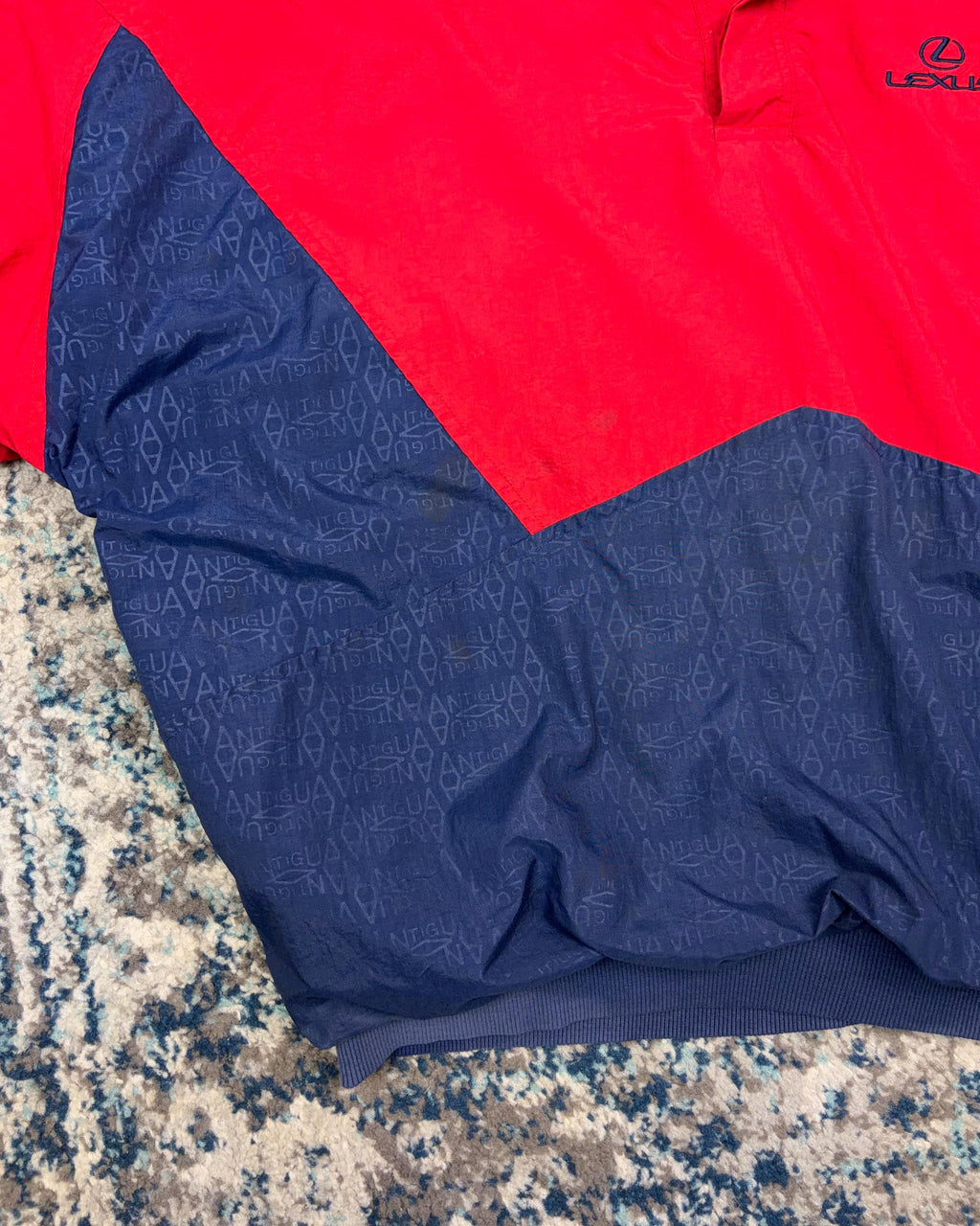 Vintage 90s Antigua All Over Print Lexus Embroidered Windbreaker Jacket Size XL