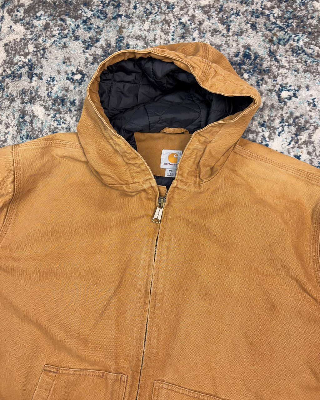 Vintage Carhartt Quilted Lined Canvas Workwear Active Bomber Jacket Size 2XL