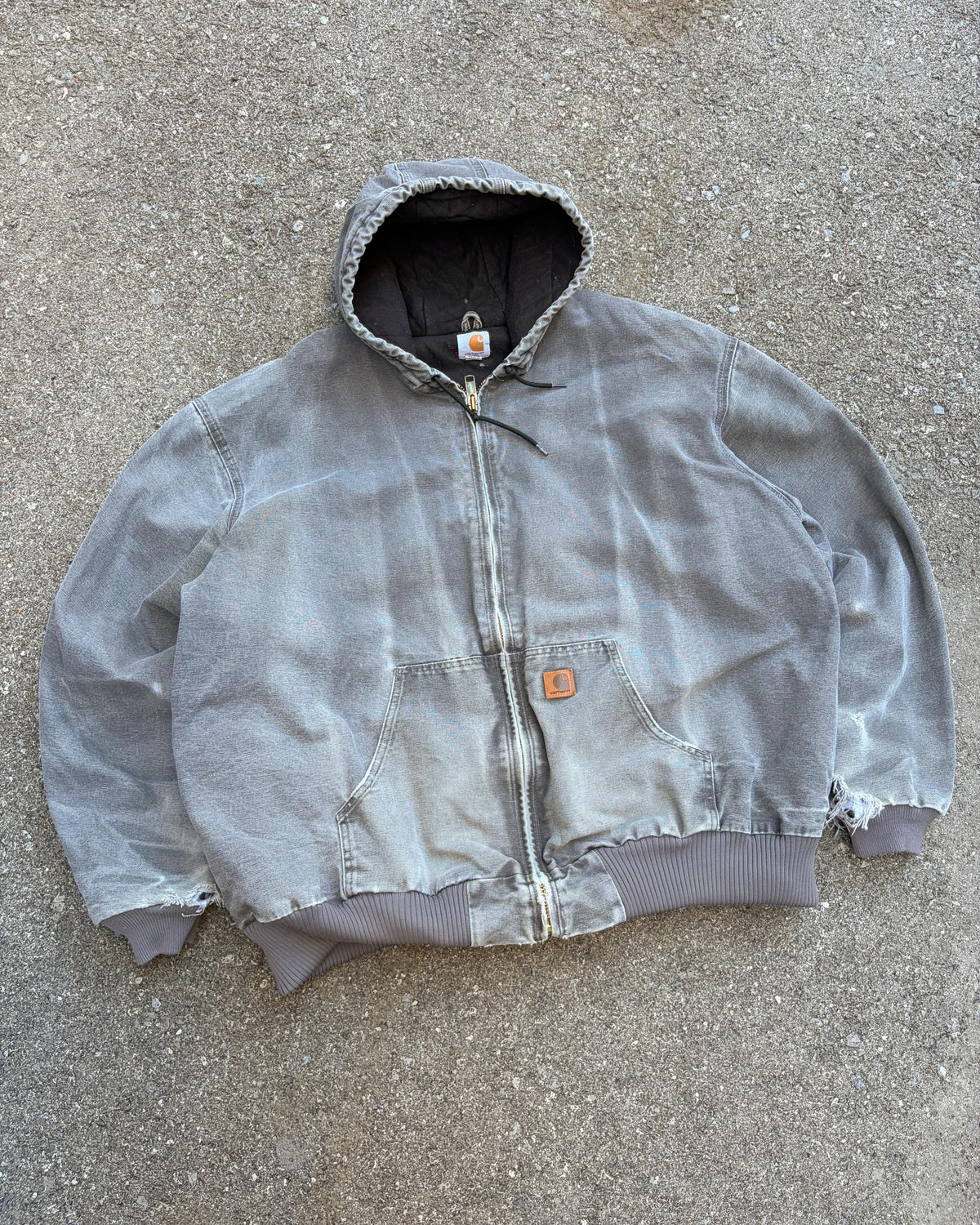 Vintage Carhartt Insulated Canvas Workwear Hooded Active Bomber Jacket Size 4XLT