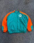 Vintage 90s Miami Dolphins NFL Embroidered Logo Athletic Bomber Jacket Size Large