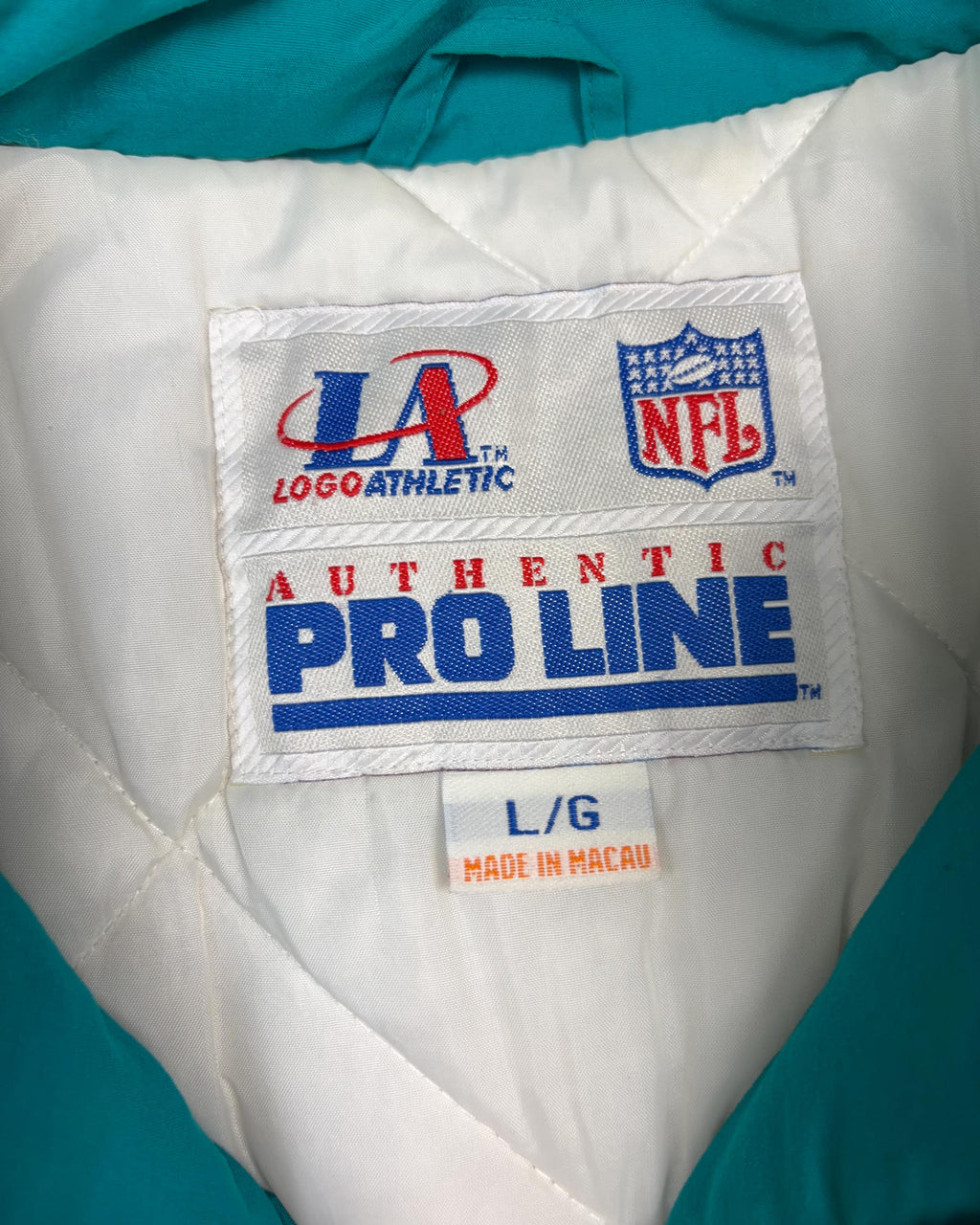 Vintage 90s Miami Dolphins NFL Embroidered Logo Athletic Bomber Jacket Size Large