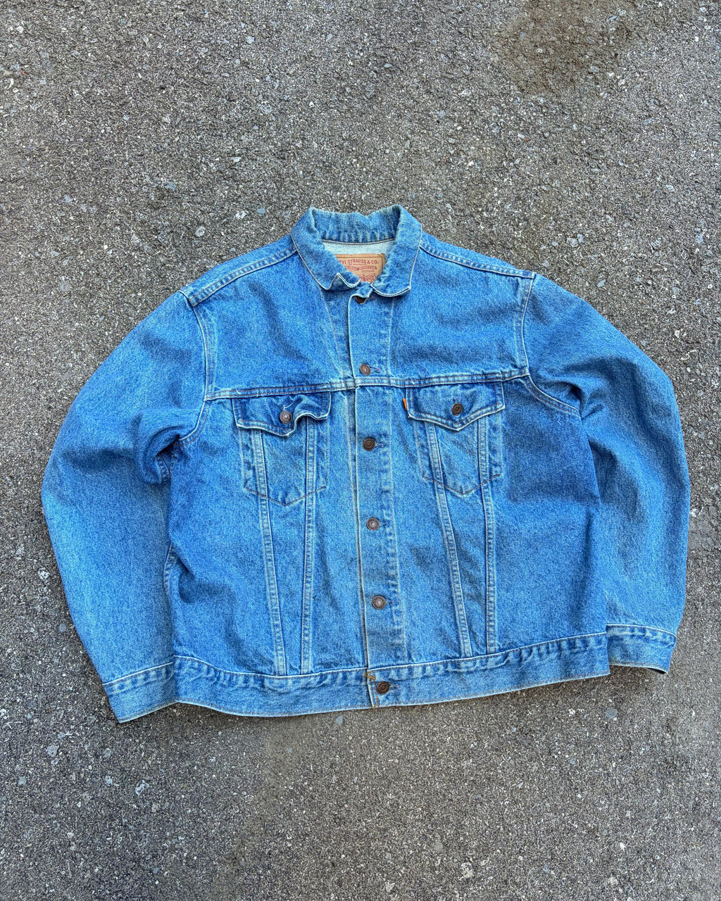 Vintage Levis Orange Tab Medium Wash Denim Trucker Jacket Size Large