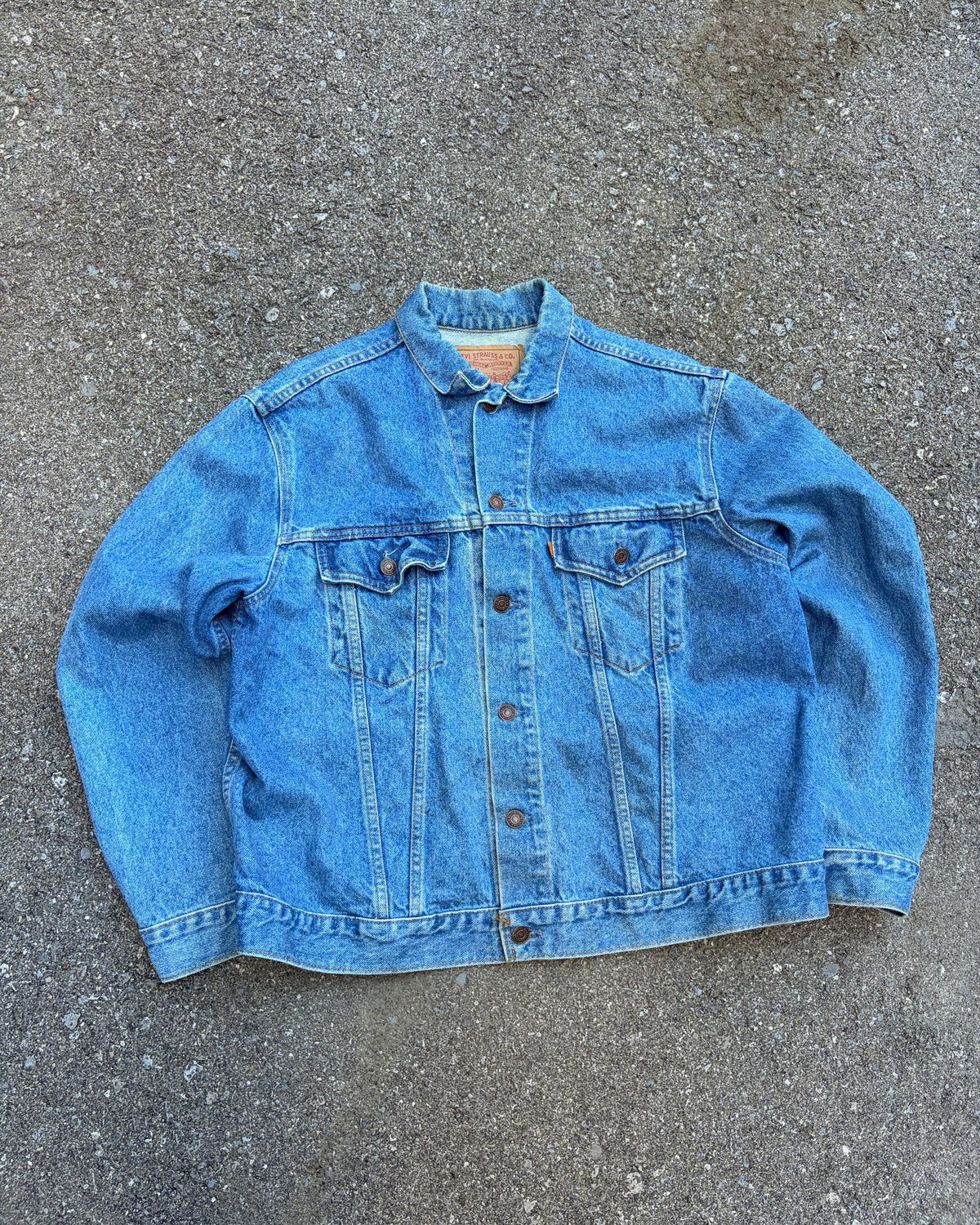 Vintage Levis Orange Tab Medium Wash Denim Trucker Jacket Size Large