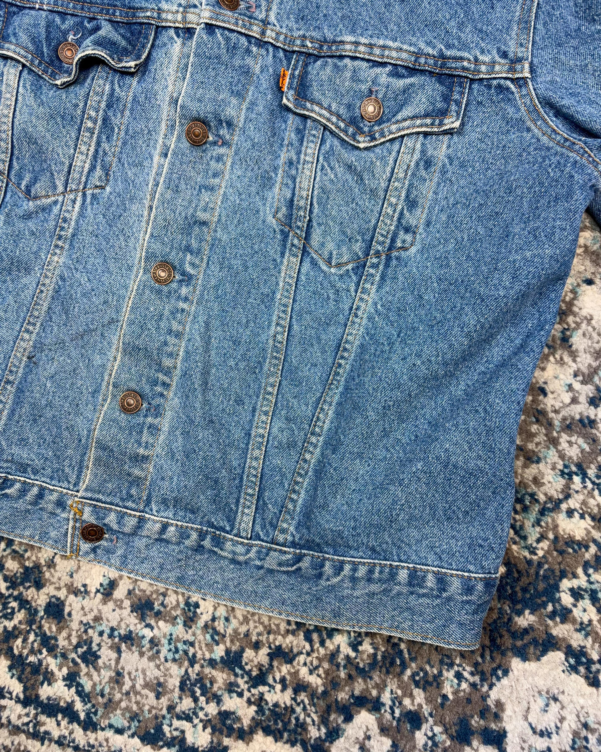 Vintage Levis Orange Tab Medium Wash Denim Trucker Jacket Size Large