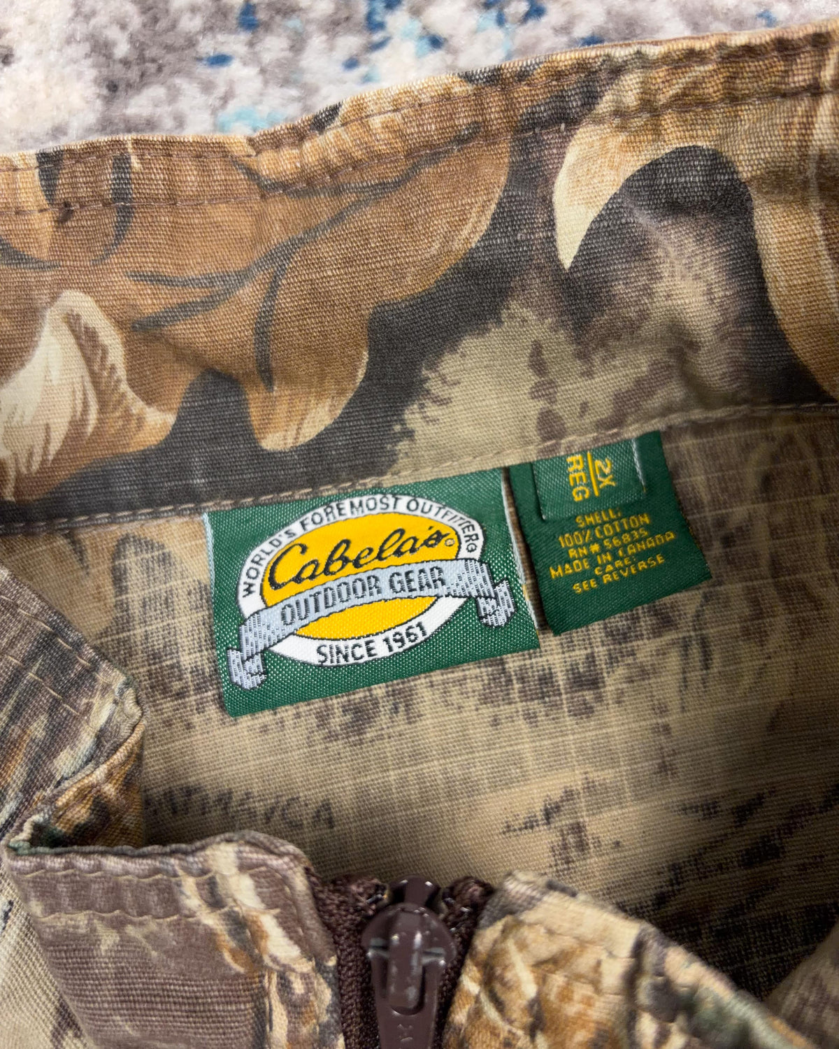 Vintage Cabelas Outdoor Gear Advantage Camo Lightweight Bomber Jacket Size 2XL