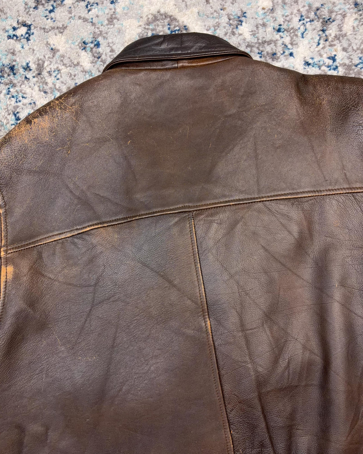 Vintage U2 Wear Me Out Quilted Lined Brown Leather Bomber Jacket Size XL