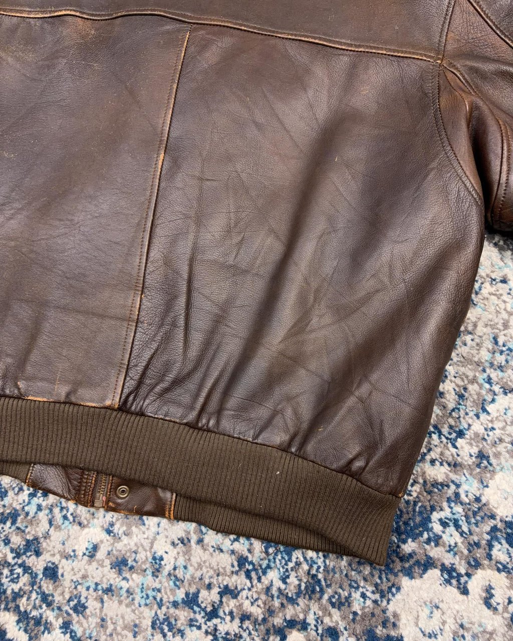 Vintage U2 Wear Me Out Quilted Lined Brown Leather Bomber Jacket Size XL