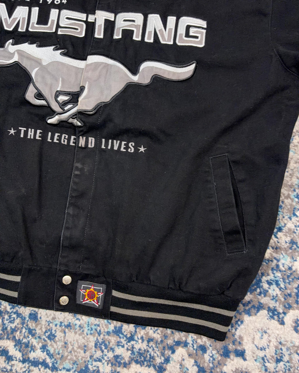 Vintage 2004 Ford Mustang Embroidered Jeff Hamilton Racing Jacket Size XL