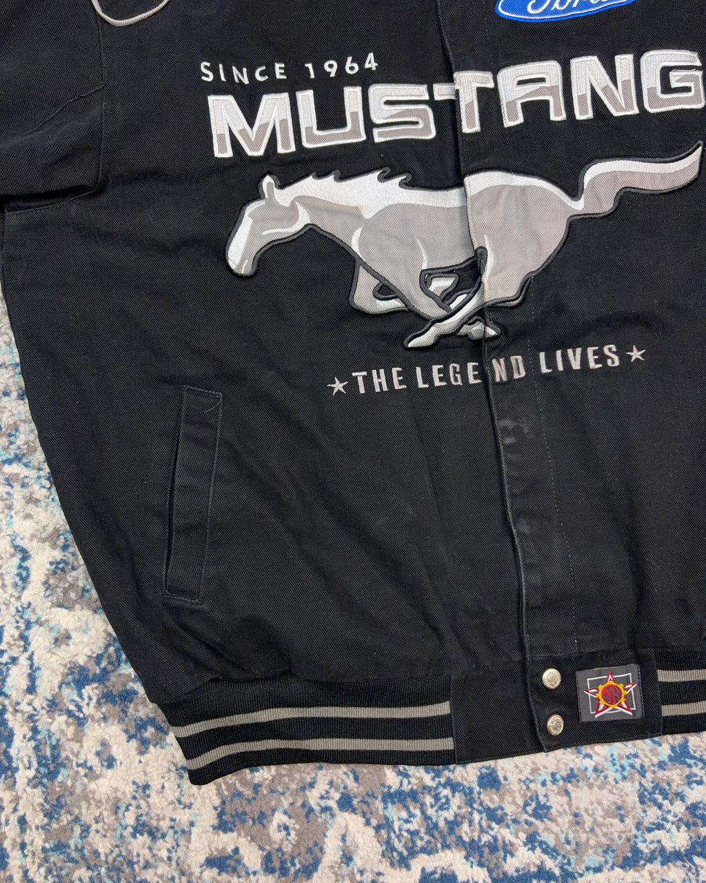 Vintage 2004 Ford Mustang Embroidered Jeff Hamilton Racing Jacket Size XL
