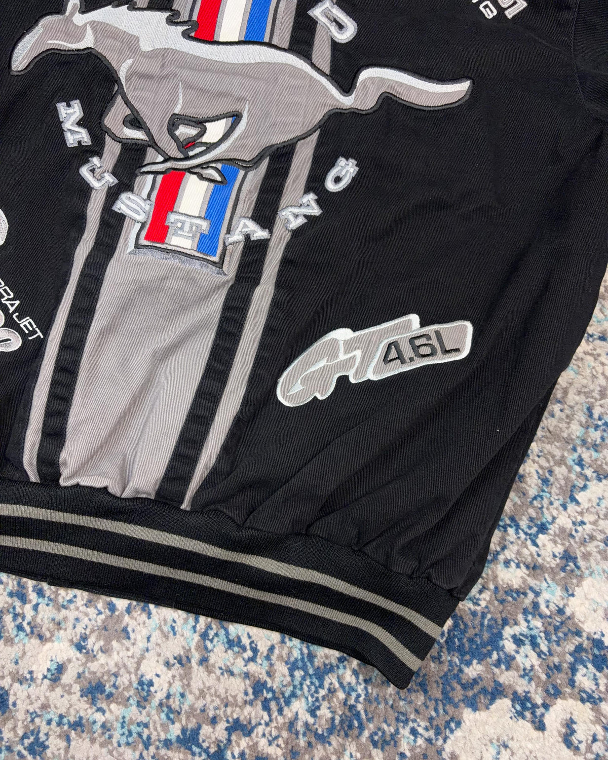 Vintage 2004 Ford Mustang Embroidered Jeff Hamilton Racing Jacket Size XL