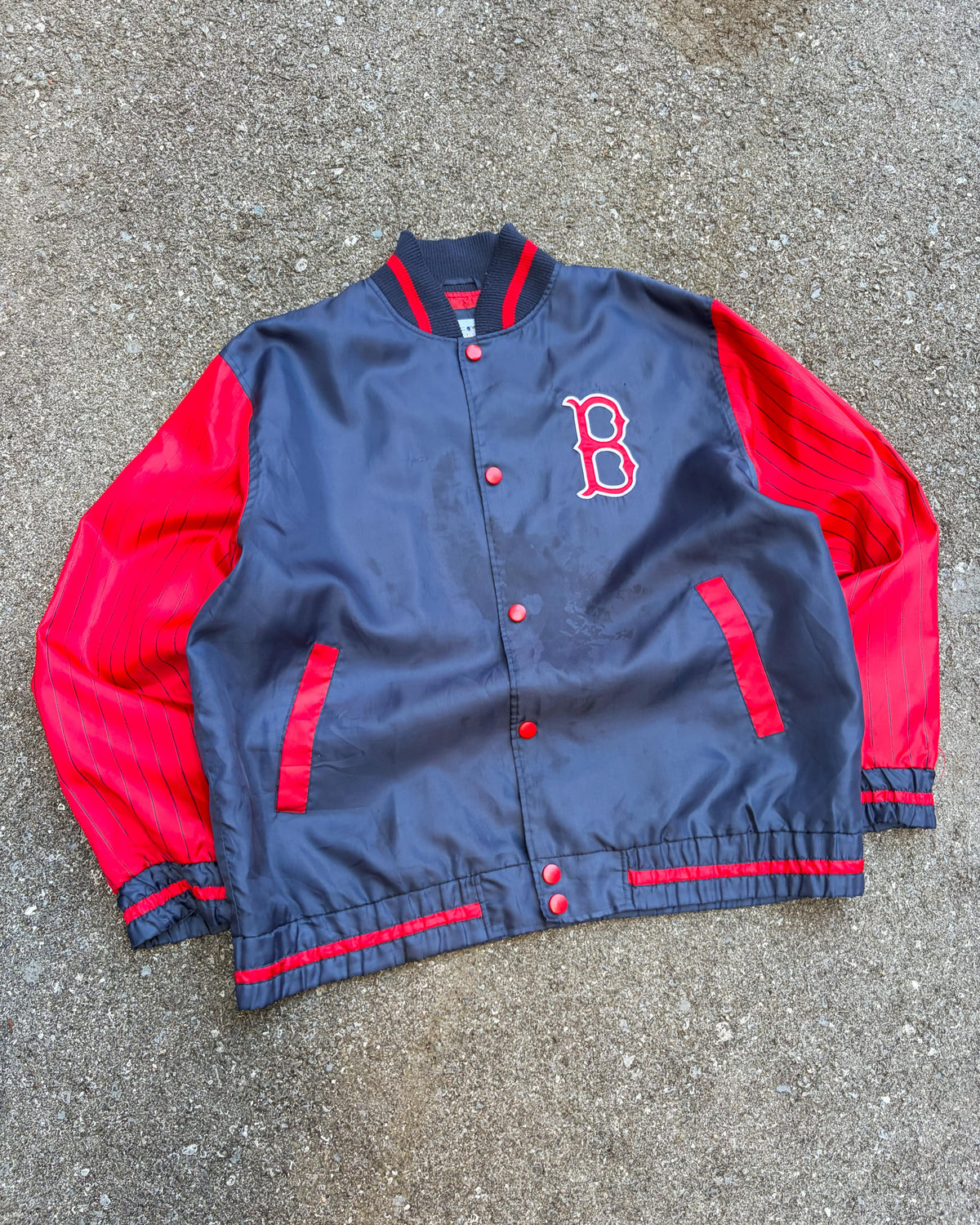 Vintage Boston Red Sox MLB Embroidered Patch Windbreaker Bomber Jacket Size Large