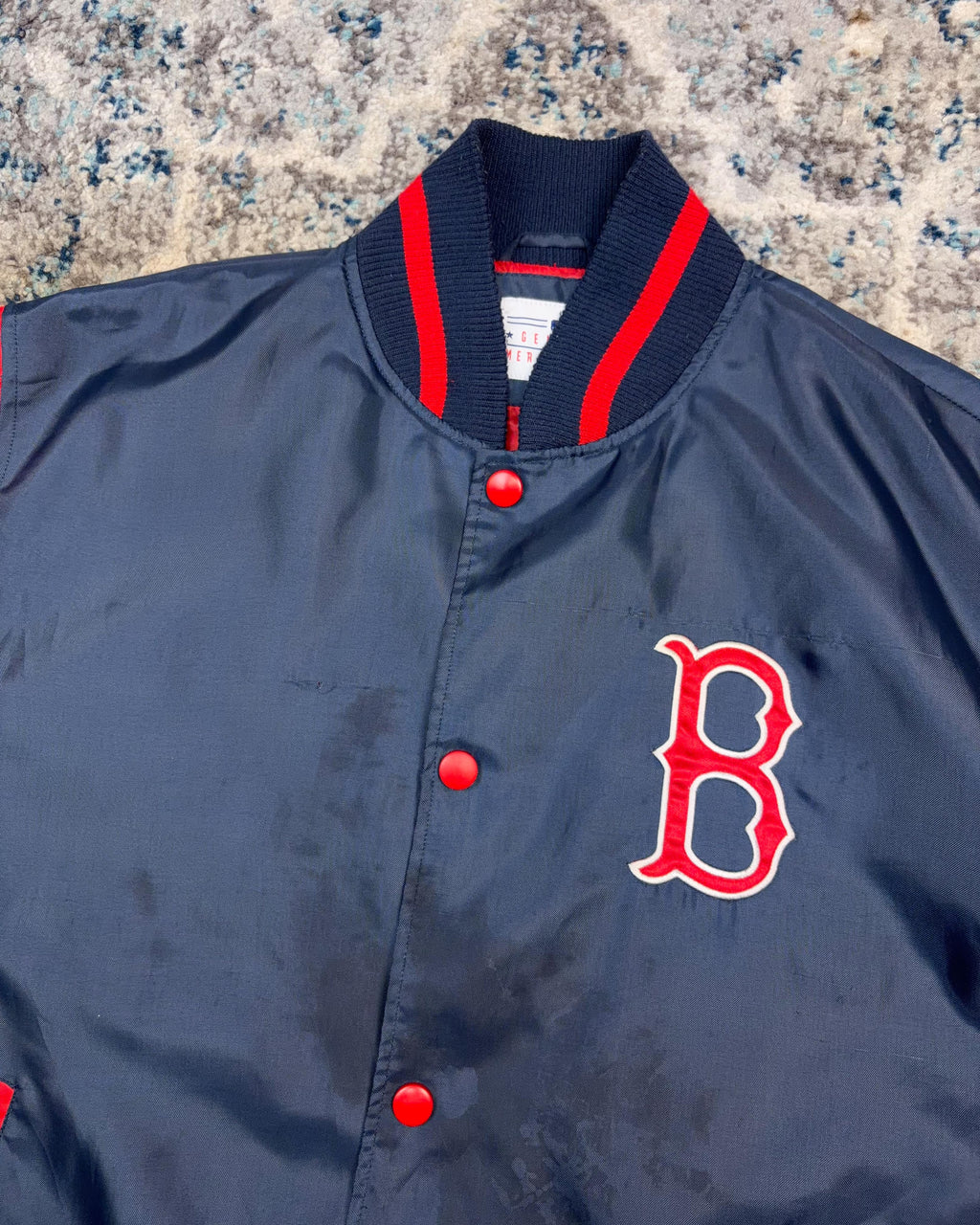 Vintage Boston Red Sox MLB Embroidered Patch Windbreaker Bomber Jacket Size Large