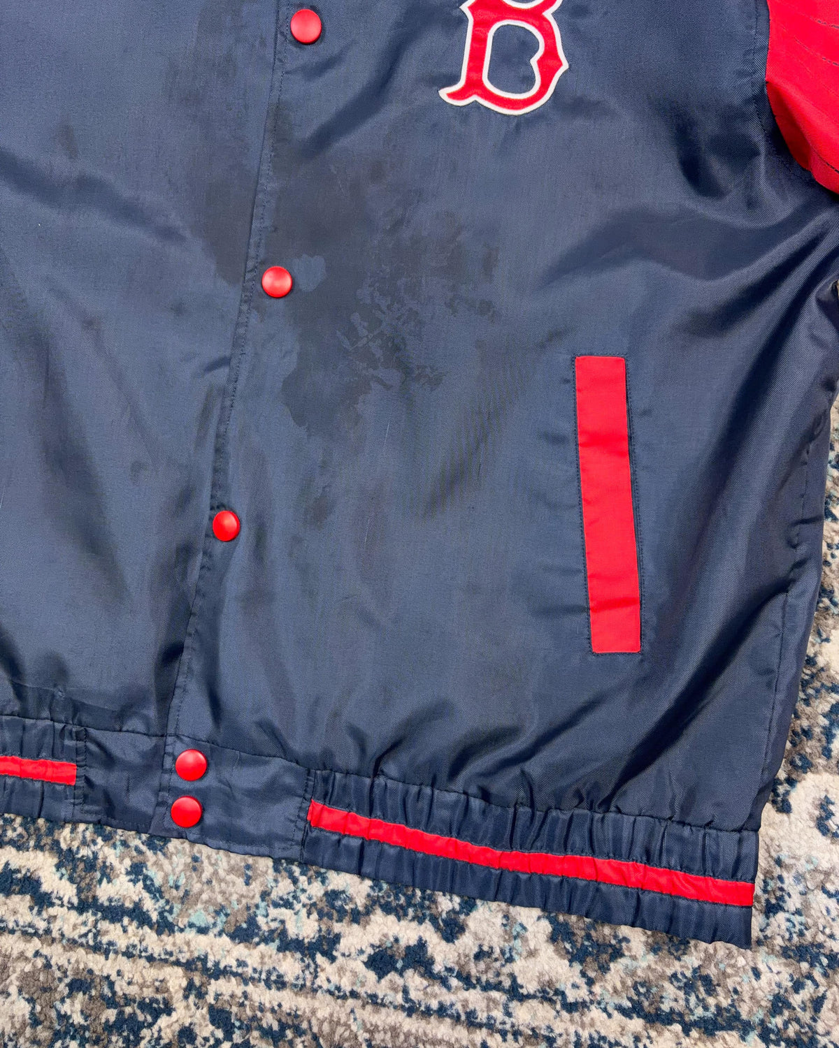 Vintage Boston Red Sox MLB Embroidered Patch Windbreaker Bomber Jacket Size Large