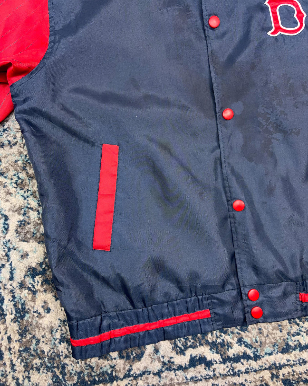 Vintage Boston Red Sox MLB Embroidered Patch Windbreaker Bomber Jacket Size Large
