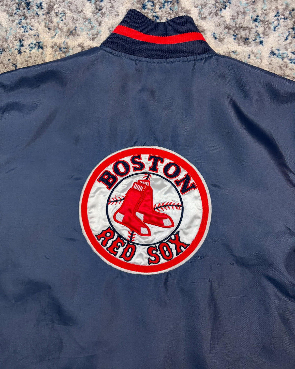 Vintage Boston Red Sox MLB Embroidered Patch Windbreaker Bomber Jacket Size Large
