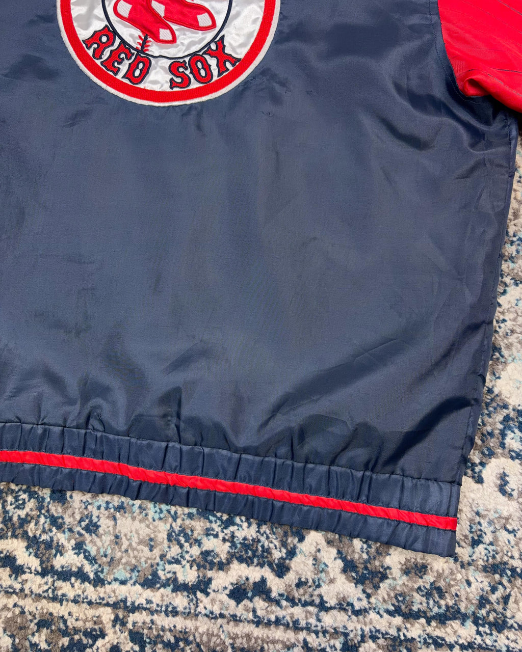 Vintage Boston Red Sox MLB Embroidered Patch Windbreaker Bomber Jacket Size Large