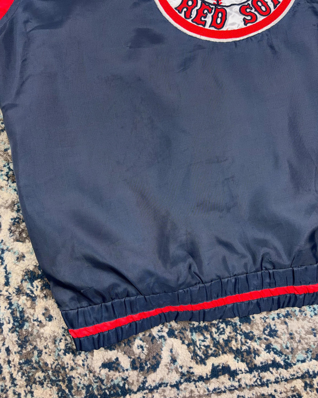 Vintage Boston Red Sox MLB Embroidered Patch Windbreaker Bomber Jacket Size Large