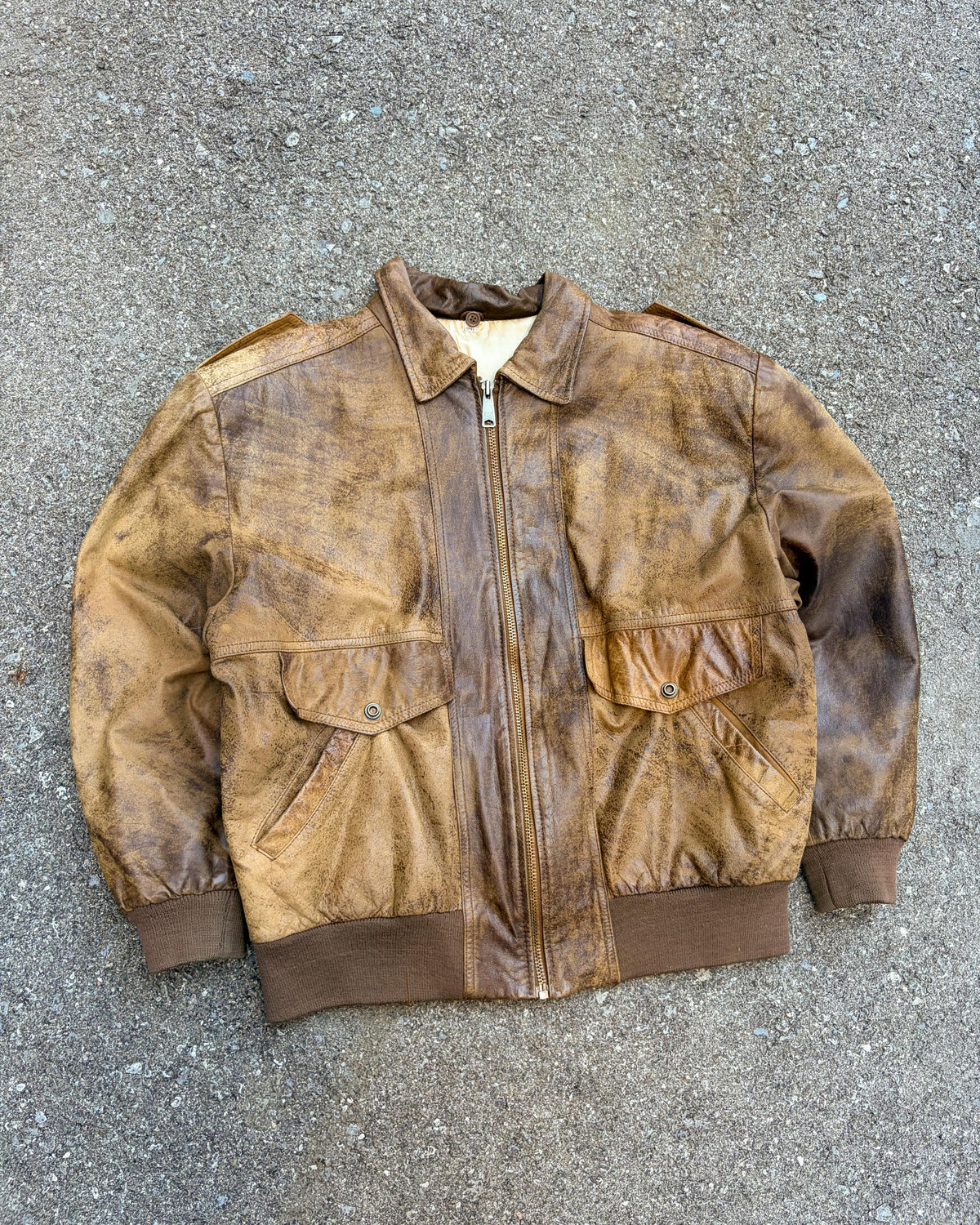 Blouson aviateur vintage des années 90 en cuir marron Whipp, taille L
