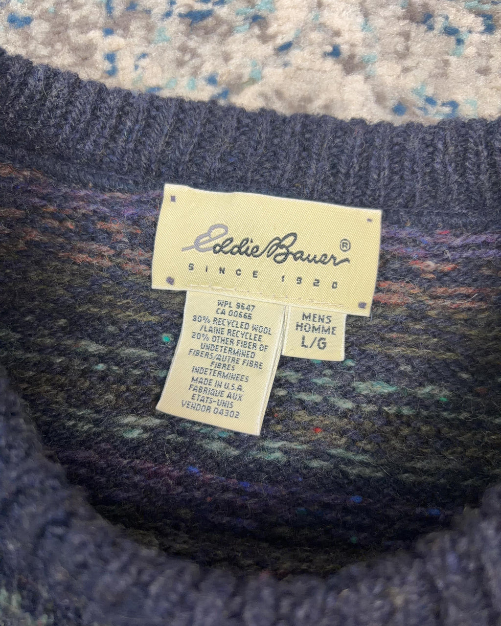 Vintage 90s Eddie Bauer Geometric Pattern Striped Knit Pullover Sweater Size Large