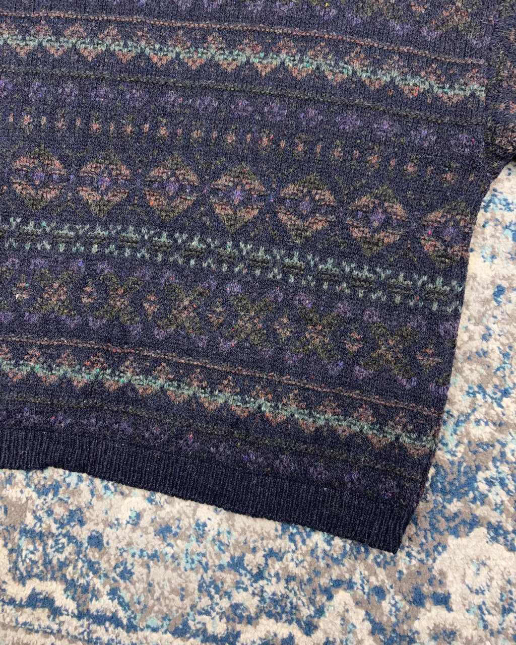 Vintage 90s Eddie Bauer Geometric Pattern Striped Knit Pullover Sweater Size Large