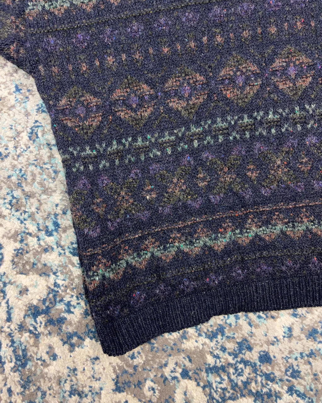 Vintage 90s Eddie Bauer Geometric Pattern Striped Knit Pullover Sweater Size Large