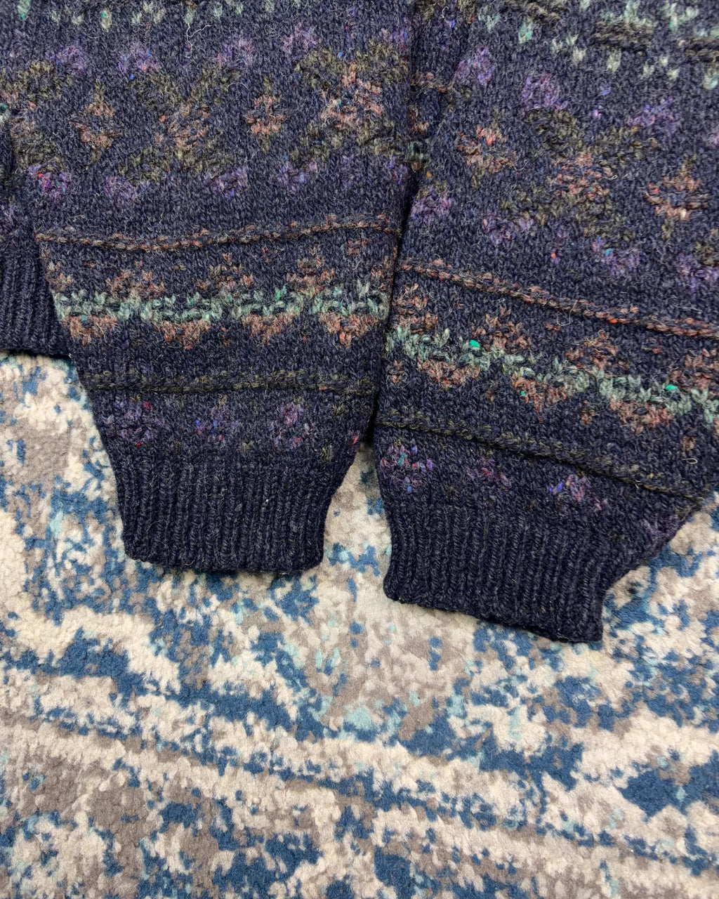 Vintage 90s Eddie Bauer Geometric Pattern Striped Knit Pullover Sweater Size Large