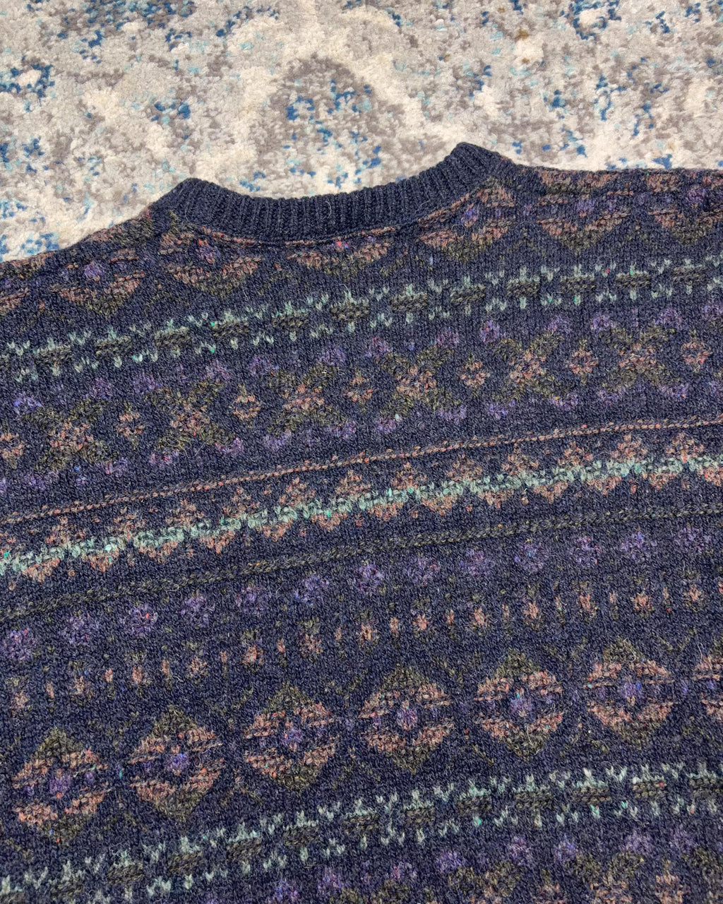 Vintage 90s Eddie Bauer Geometric Pattern Striped Knit Pullover Sweater Size Large