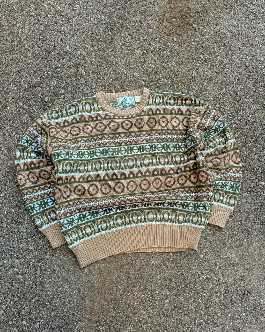 Vintage 90s Perspective Geometric Stripe Pattern Pullover Knit Sweater Size Medium