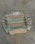 Vintage 90s Perspective Geometric Stripe Pattern Pullover Knit Sweater Size Medium