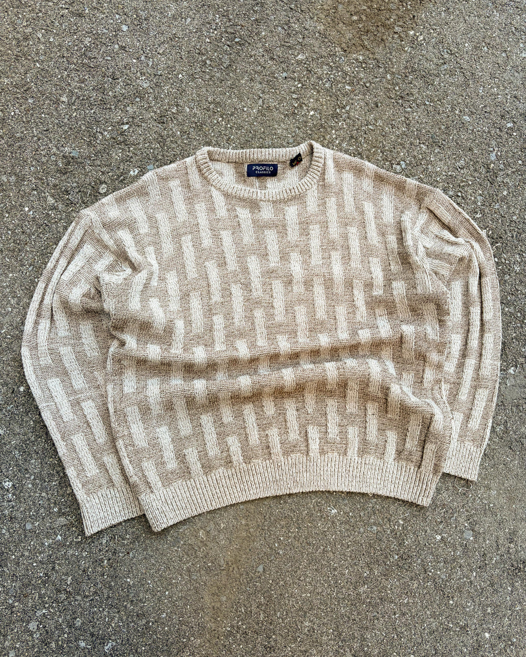 Vintage 90s Profilo Classics Block Pattern Pullover Knit Sweater Size XL