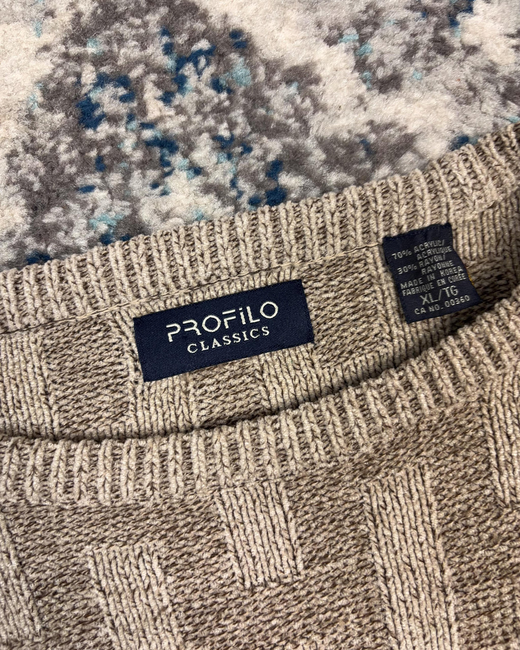 Vintage 90s Profilo Classics Block Pattern Pullover Knit Sweater Size XL