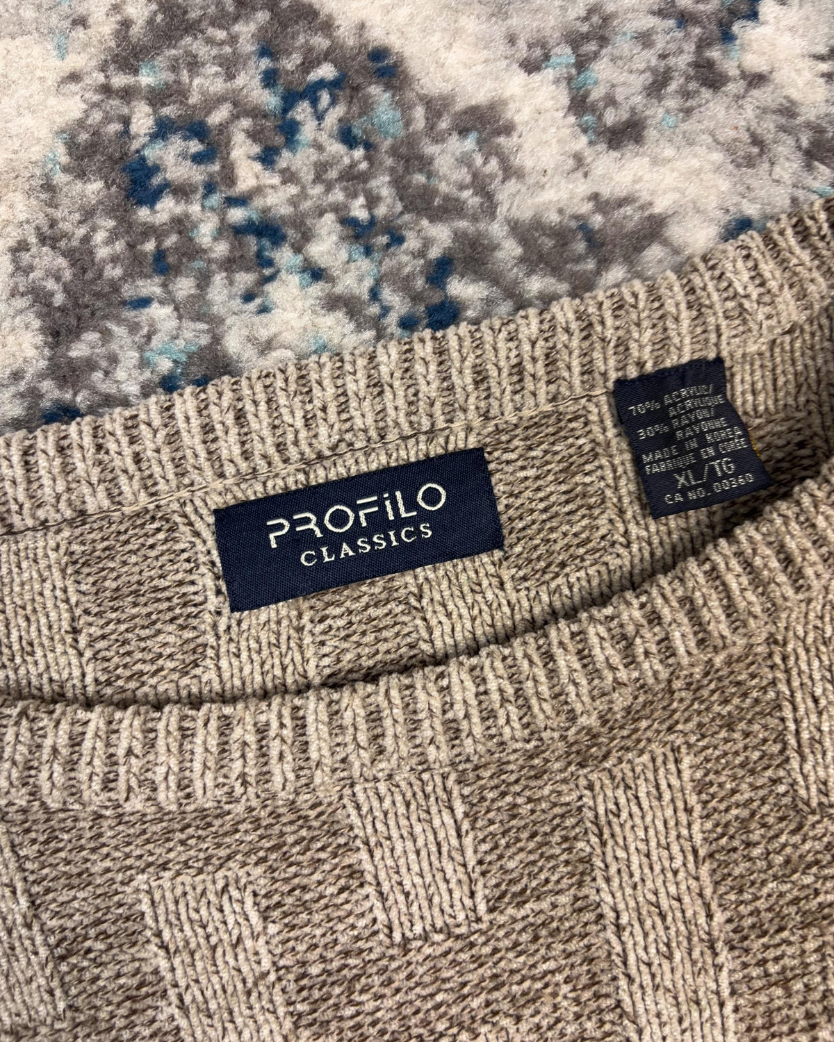 Vintage 90s Profilo Classics Block Pattern Pullover Knit Sweater Size XL