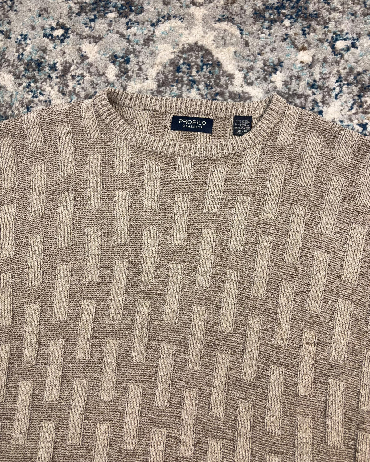 Vintage 90s Profilo Classics Block Pattern Pullover Knit Sweater Size XL