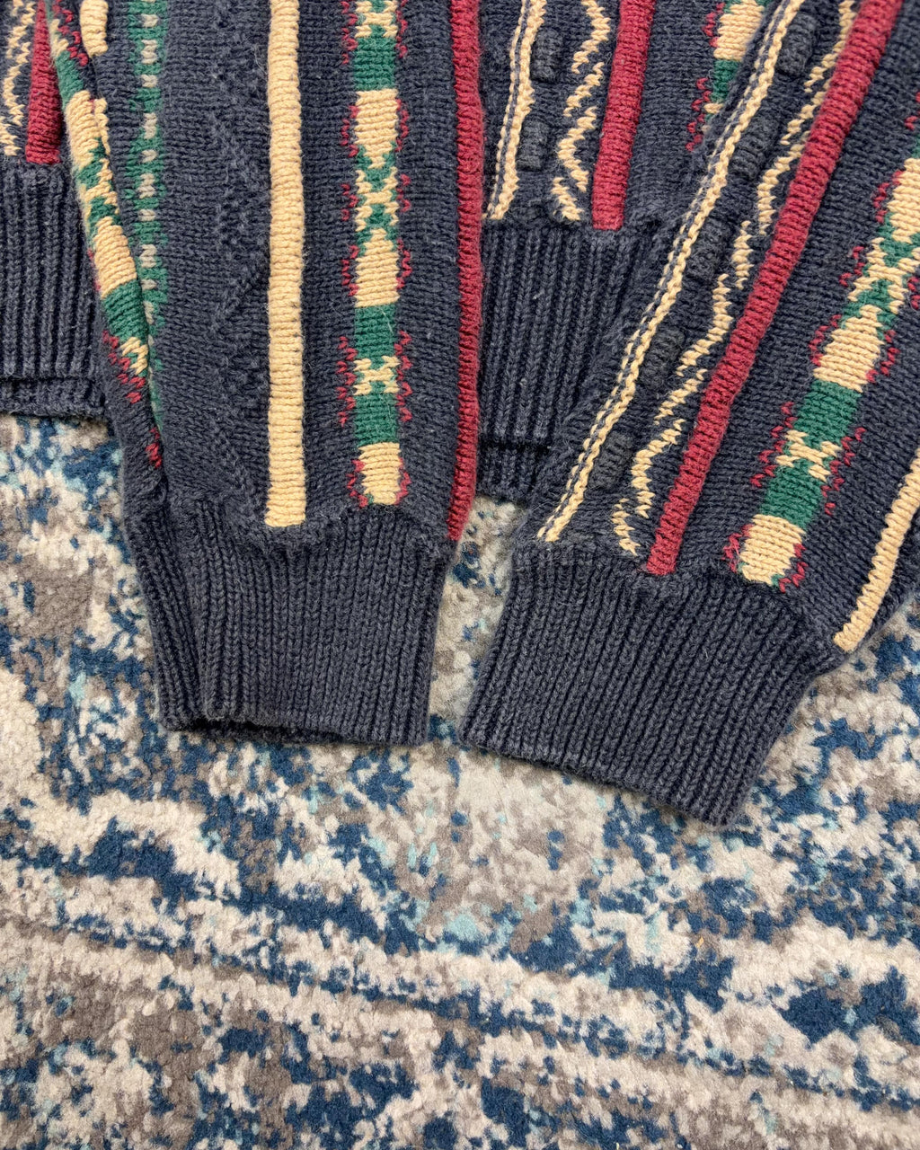 Vintage 90s Stone Haven Striped Textured Pattern Pullover Knit Sweater Size XL