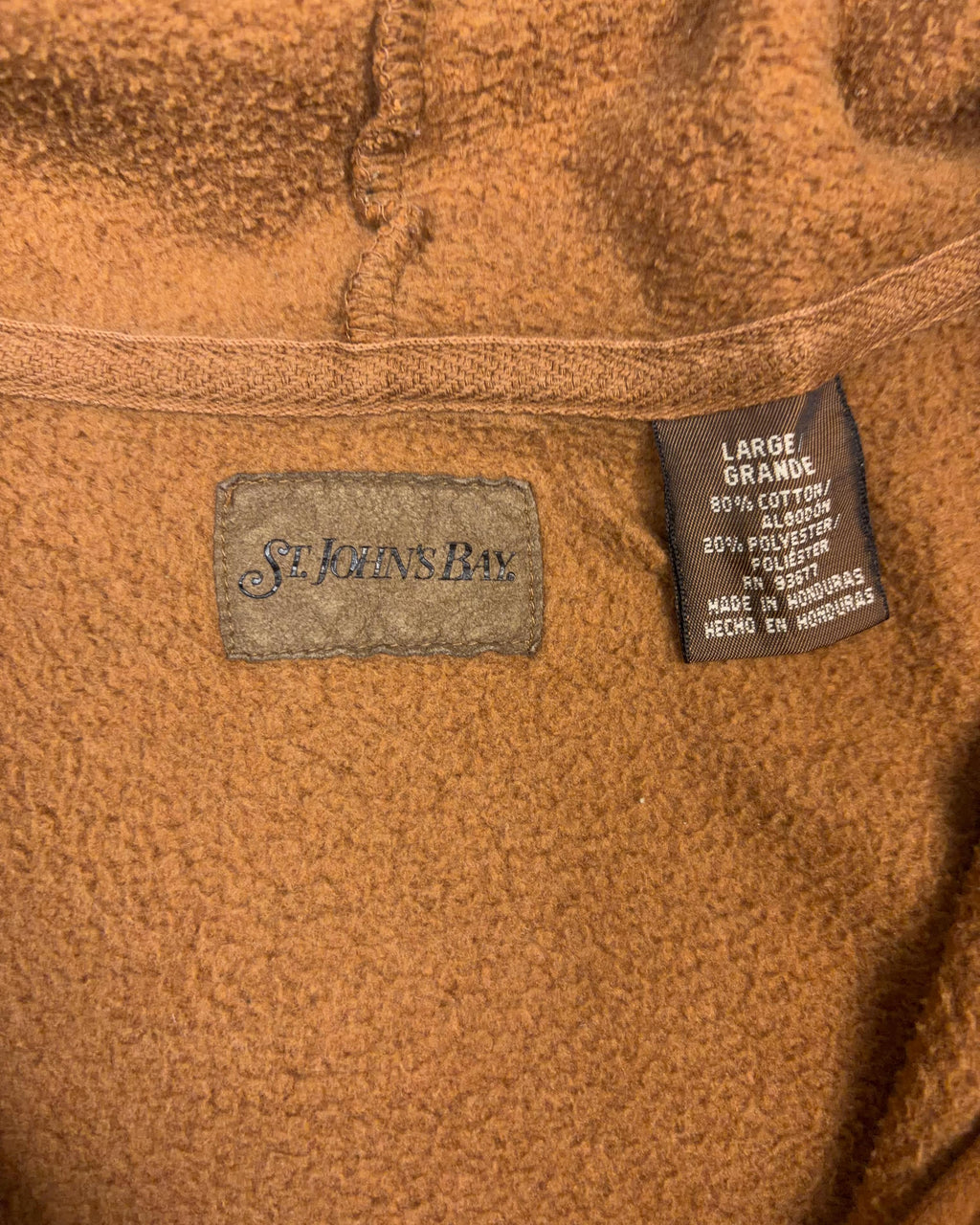 Vintage St. Johns Bay Full Zip Brown Hooded Sweatshirt Size Large