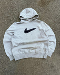 Nike Embroidered Big Swoosh Pullover Hooded Sweatshirt Size Large