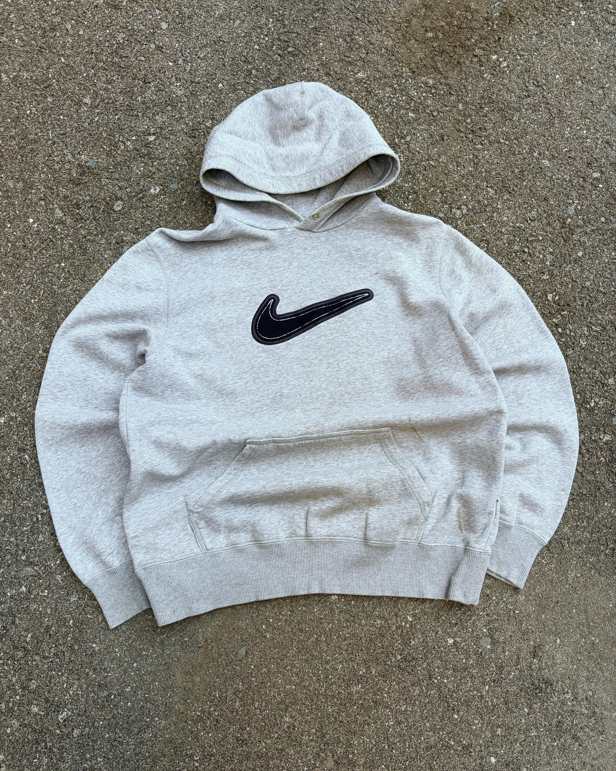 Nike Embroidered Big Swoosh Pullover Hooded Sweatshirt Size Large