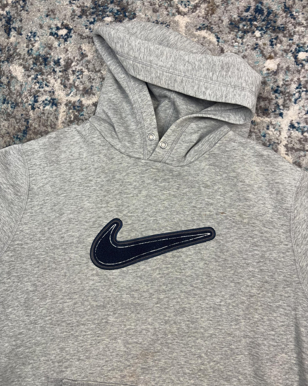 Nike Embroidered Big Swoosh Pullover Hooded Sweatshirt Size Large