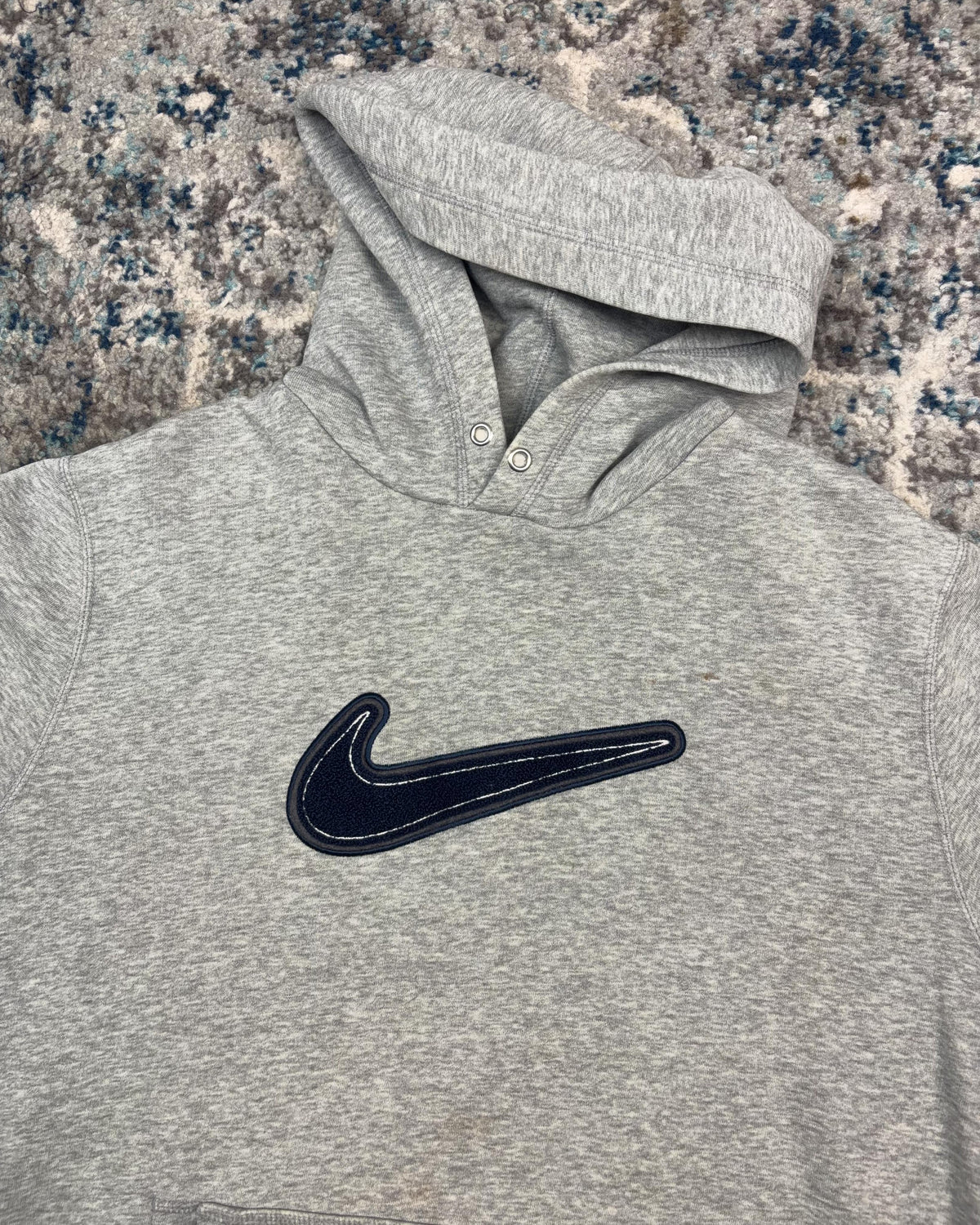 Nike Embroidered Big Swoosh Pullover Hooded Sweatshirt Size Large