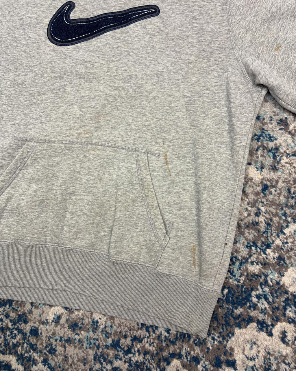Nike Embroidered Big Swoosh Pullover Hooded Sweatshirt Size Large