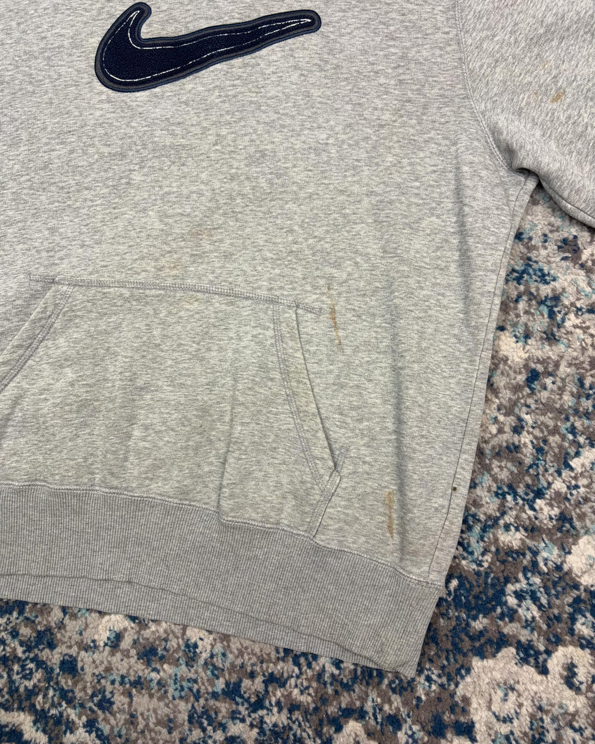 Nike Embroidered Big Swoosh Pullover Hooded Sweatshirt Size Large