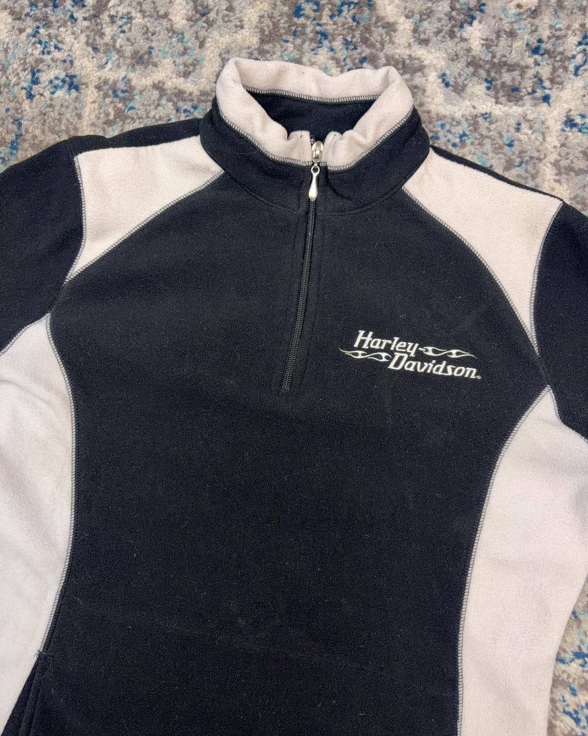 Vintage Womens Harley Davidson Embroidered 1/4 Zip Fleece Sweatshirt Size Small