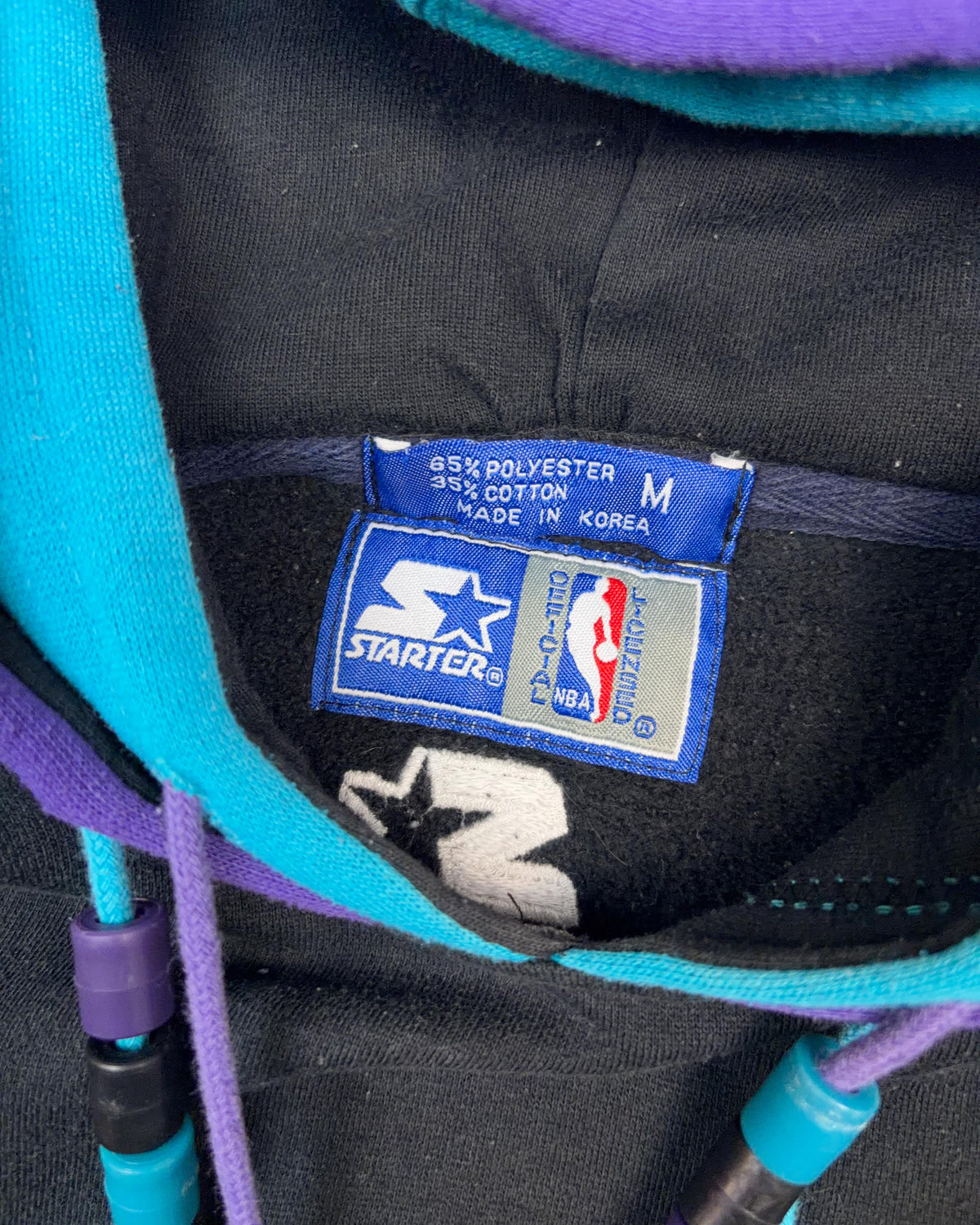 Vintage 90s Charlotte Hornets NBA Embroidered Starter Double Hooded Sweatshirt Size Medium
