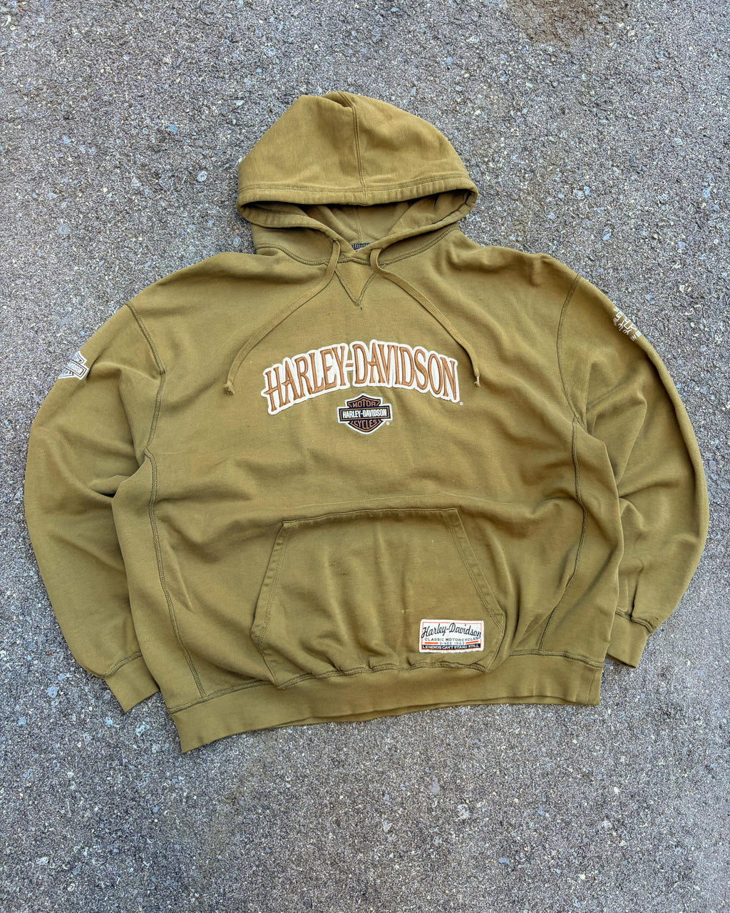 Vintage Harley Davidson Classic Logo Embroidered Arc Thrashed Sweatshirt Size 2XL