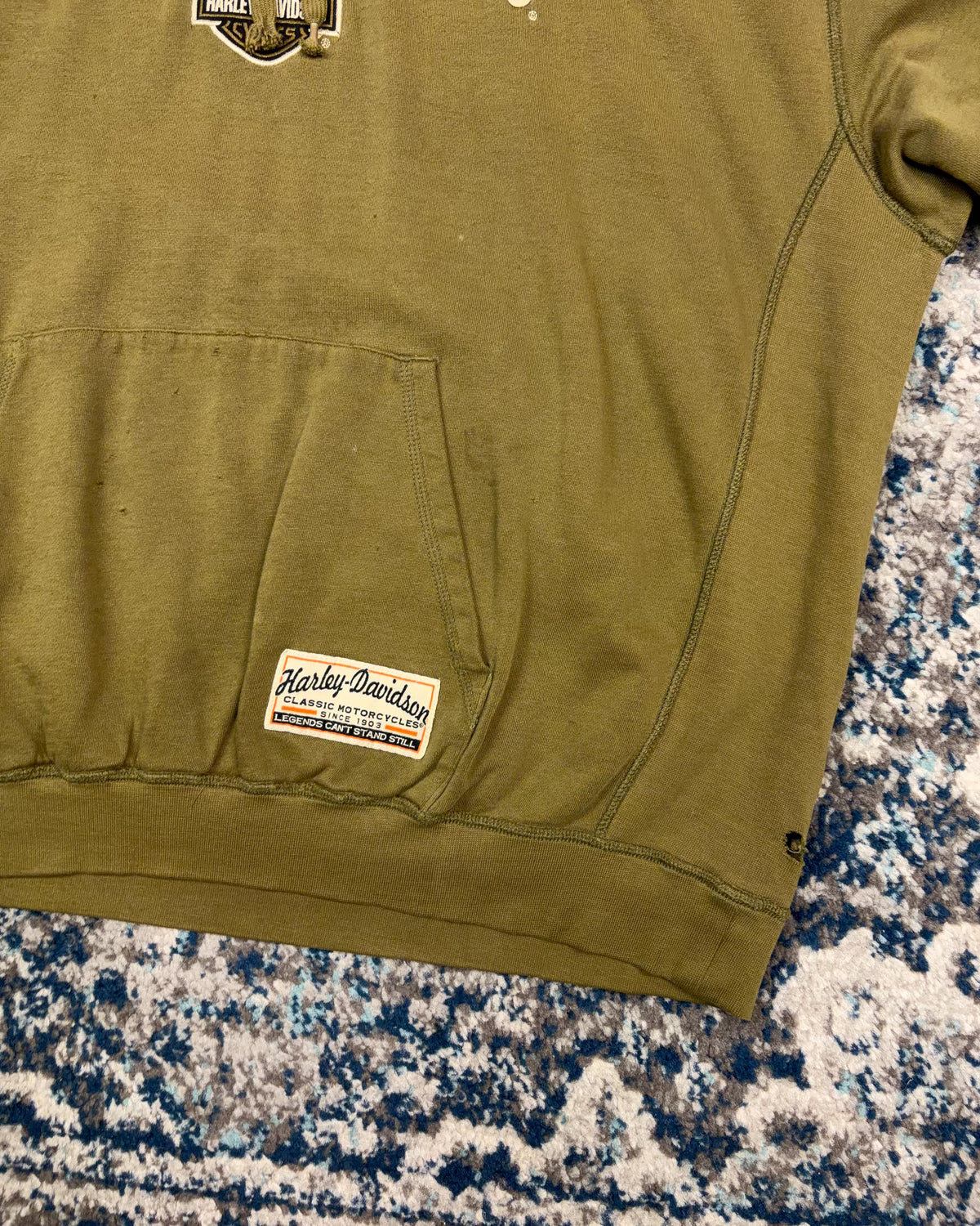 Vintage Harley Davidson Classic Logo Embroidered Arc Thrashed Sweatshirt Size 2XL