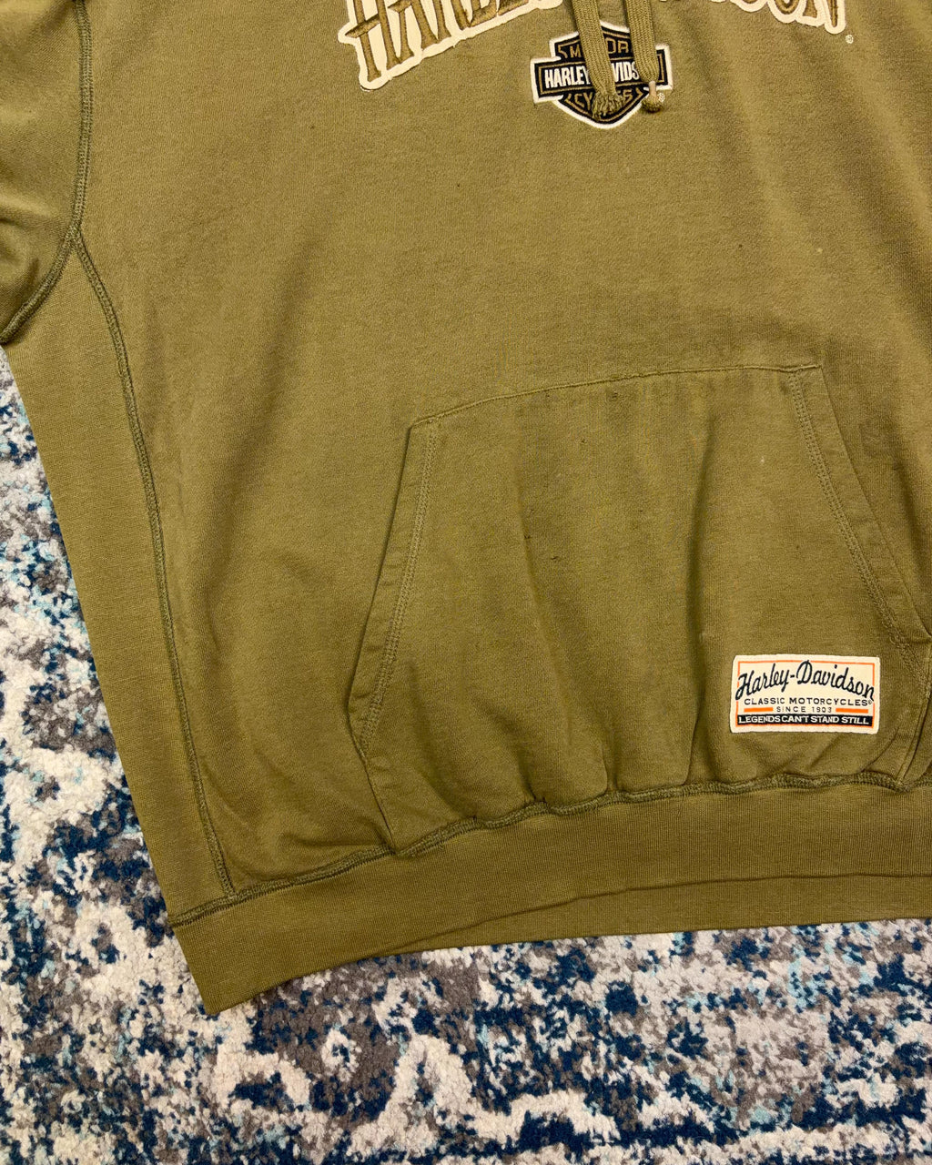 Vintage Harley Davidson Classic Logo Embroidered Arc Thrashed Sweatshirt Size 2XL