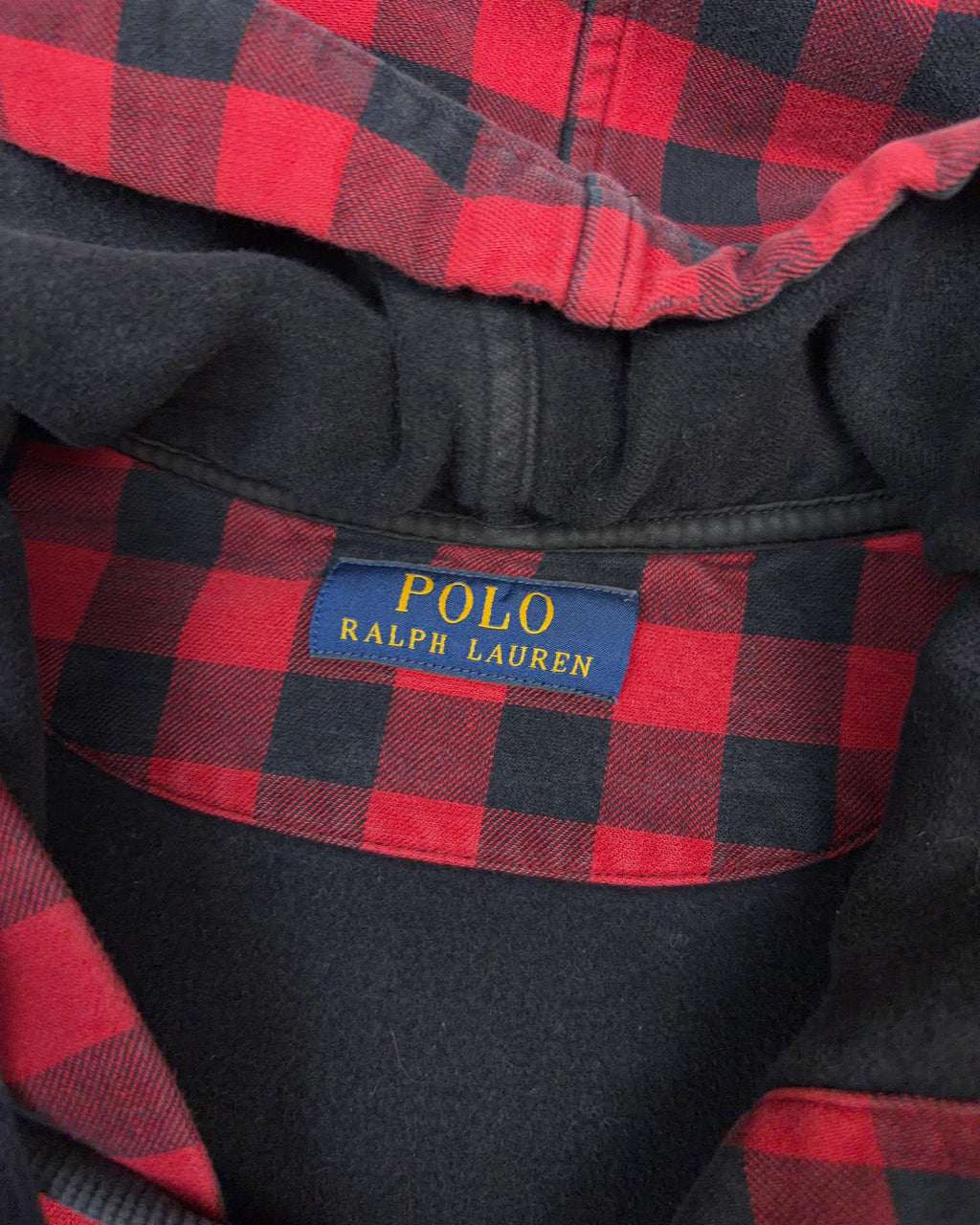 Vintage Polo Ralph Lauren Embroidered Pony Plaid Full Zip Hooded Sweatshirt Size XL