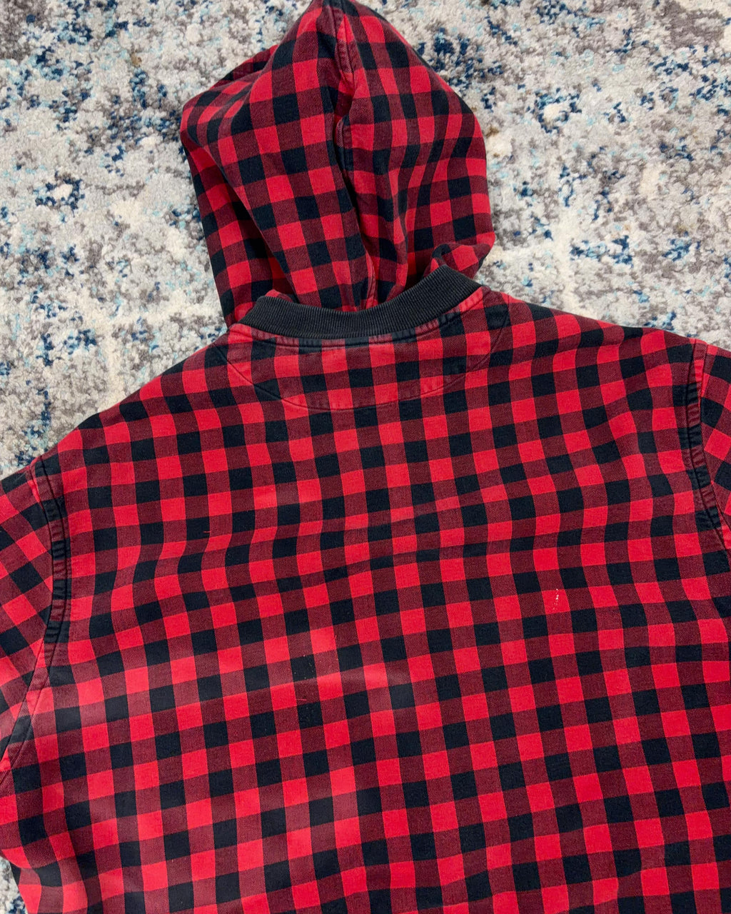Vintage Polo Ralph Lauren Embroidered Pony Plaid Full Zip Hooded Sweatshirt Size XL