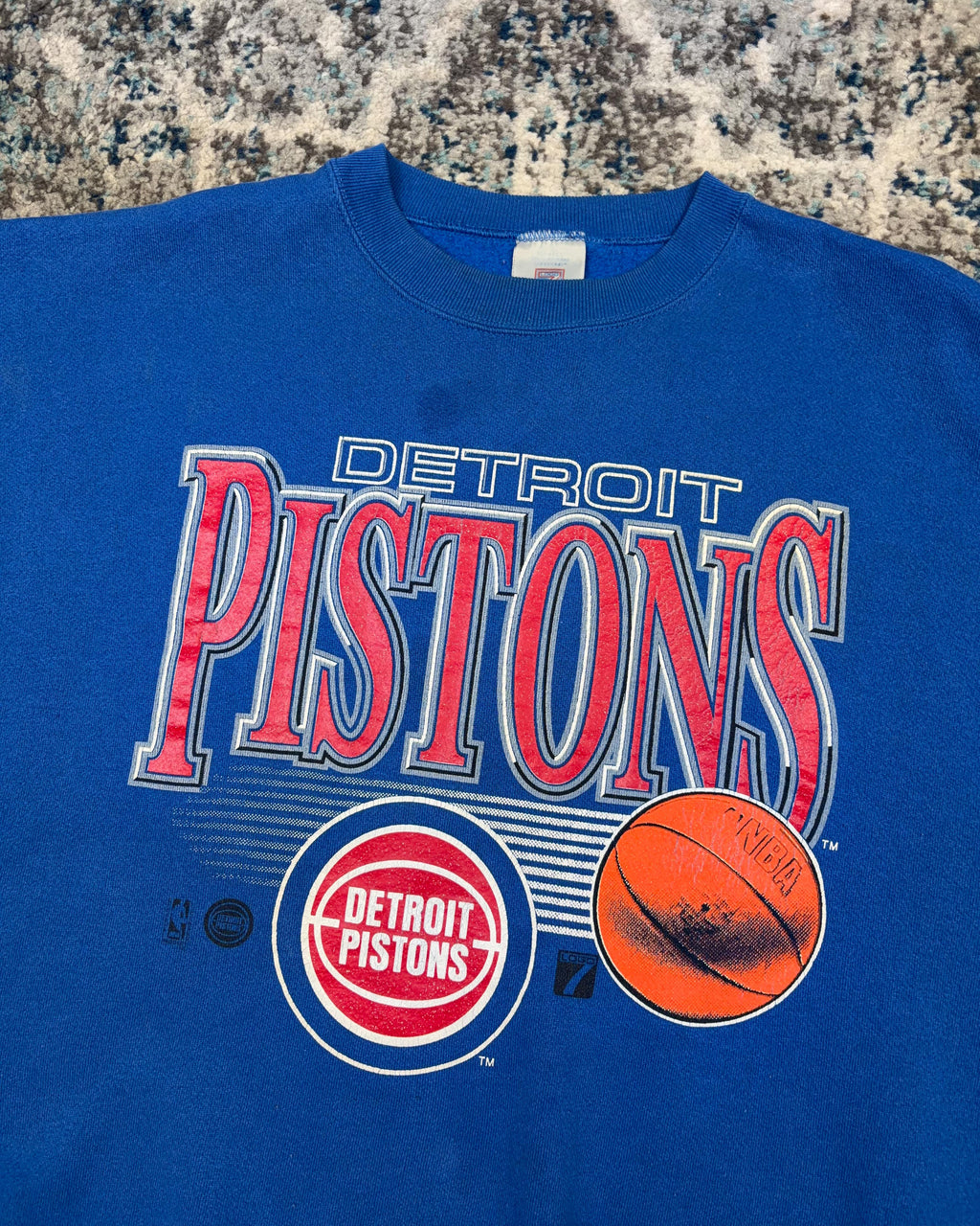 Vintage 90s Detroit Pistons NBA Big Spellout Graphic Crewneck Sweatshirt Size 2XL